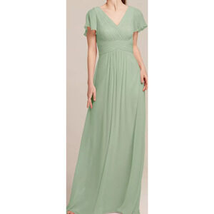 AW BRIDAL sz 0 XS sage green Griffin chiffon wedding guest maxi dress NEW b128